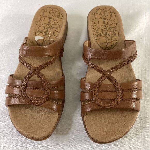 Bare Traps Janeen  Slip on Brown Leather Sandal Size 6.5 - Picture 2 of 10